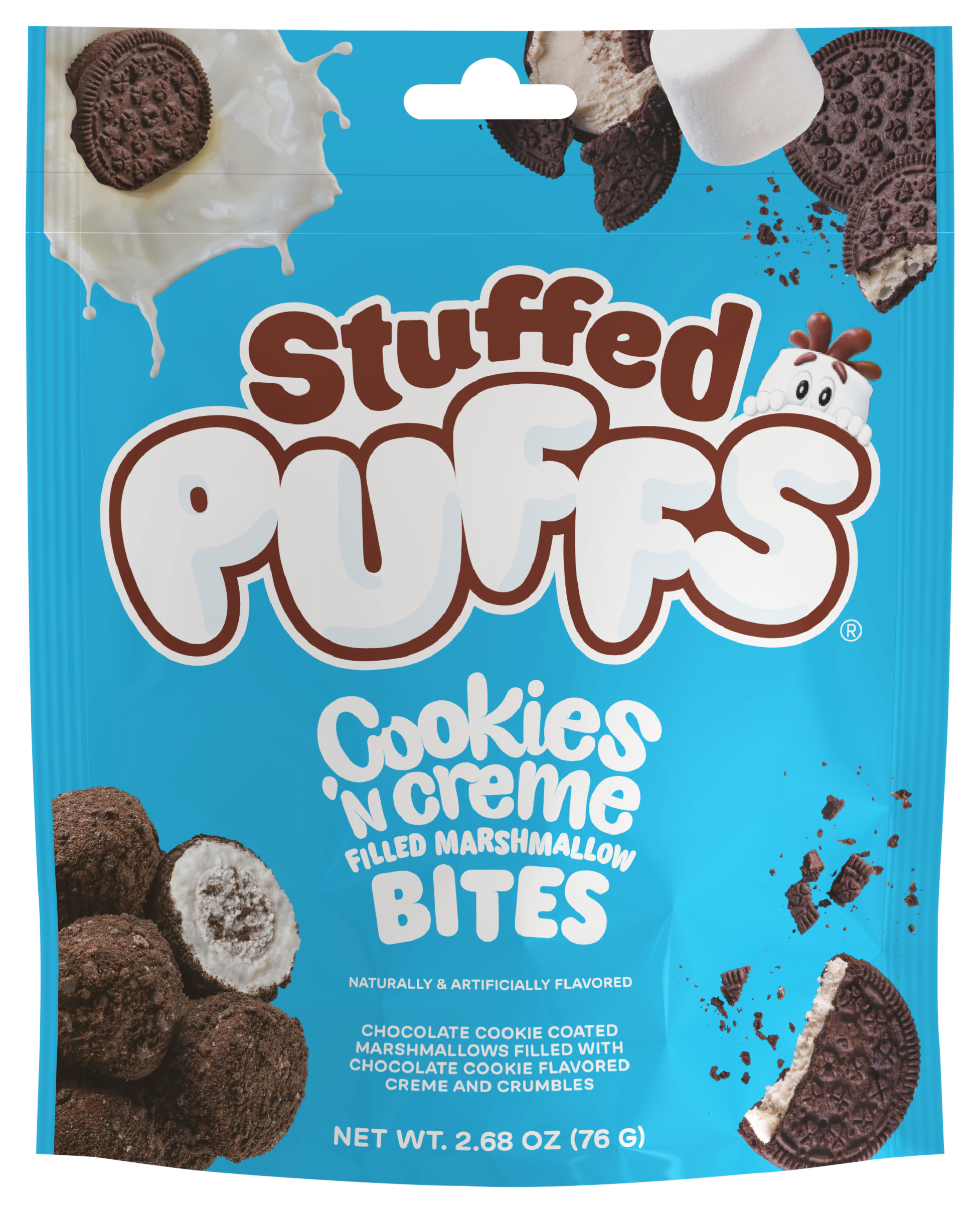 Stuffed Puffs Big Bites Cookies 'n Creme Filled Marshmallow Snacks ...